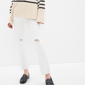Gap Tall Sky High Rise Cheeky Straight Fray Jeans White Rippec 29Tall 32Tall